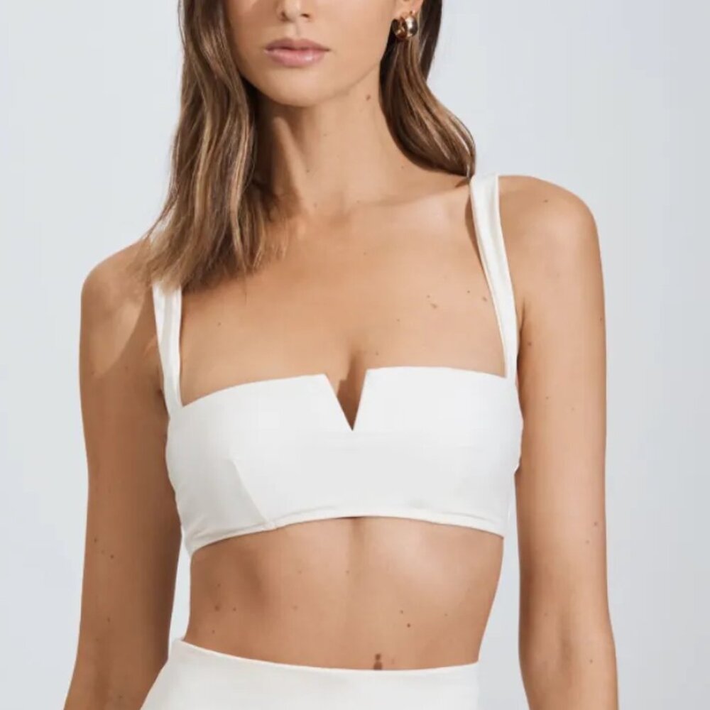 Bondi Born Notch Bikini Top in Pearl - M